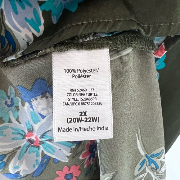 Plus Size Peasant Top Floral On / Off Shoulder Blue orange green Size: 2X 20W - Picture 13 of 14